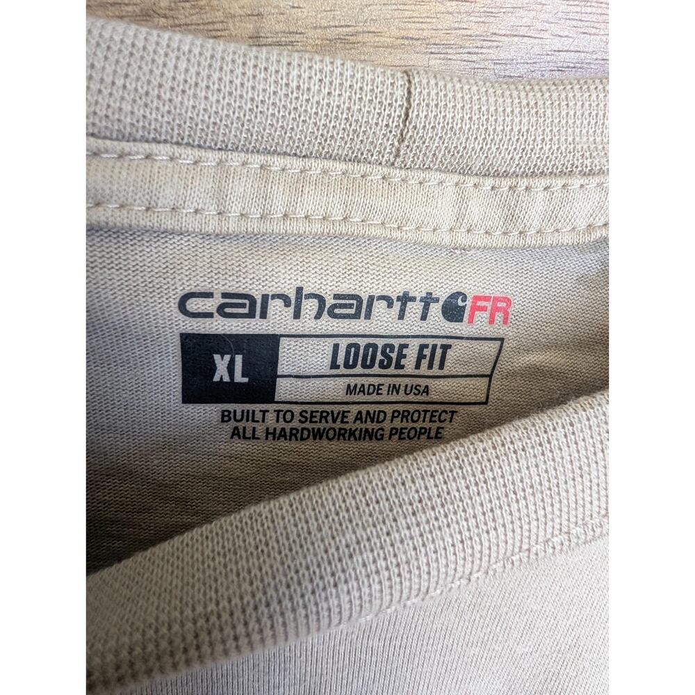 NWT Carhartt T Shirt Mens XL Khaki Flame Resistant Force Loose Fit Long Sleeve - Picture 3 of 6